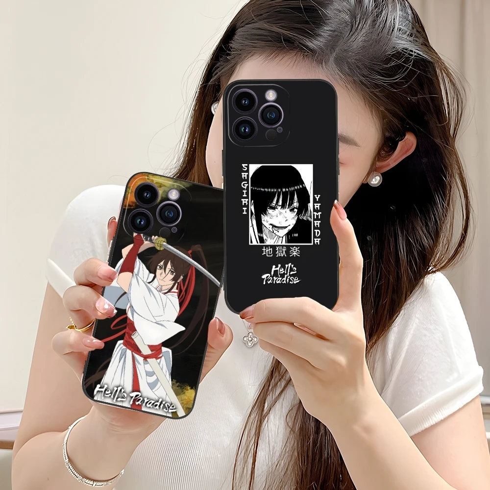 Jigokuraku Yamada Sagiri Mobile Phone Case for iPhone 16 15 14 13 12 11 X XR XS 8 7 Pro Max Plus Mini Black Phone Cover Shell