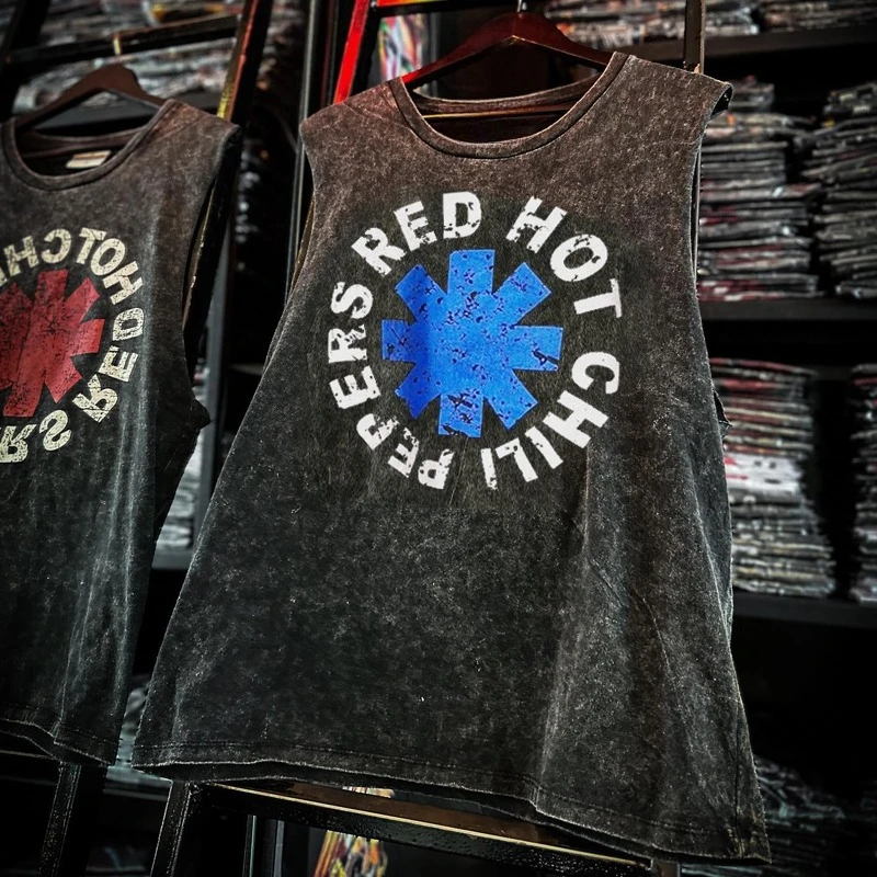 Men's Vintage American Rock Band Printed Washed Vest Sports T Shirt Sleeveless Tee Hip-Hop Gym Clothing Tank Tops Summer 2025 image 6