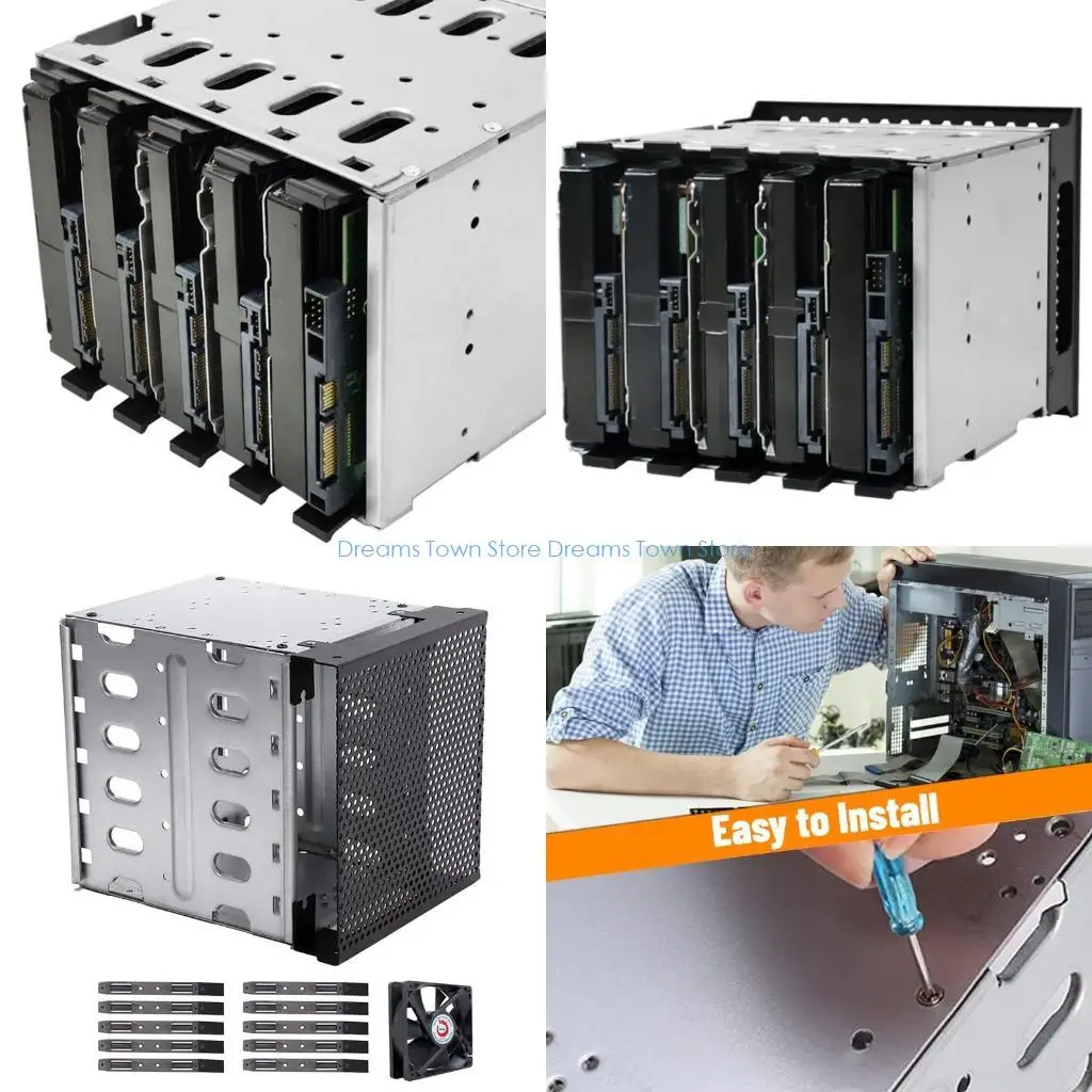 

HX6A Нержавеющая сталь 5x3,5 в HDD Cage Rack Лоток для жесткого диска Клетка для жесткого диска
