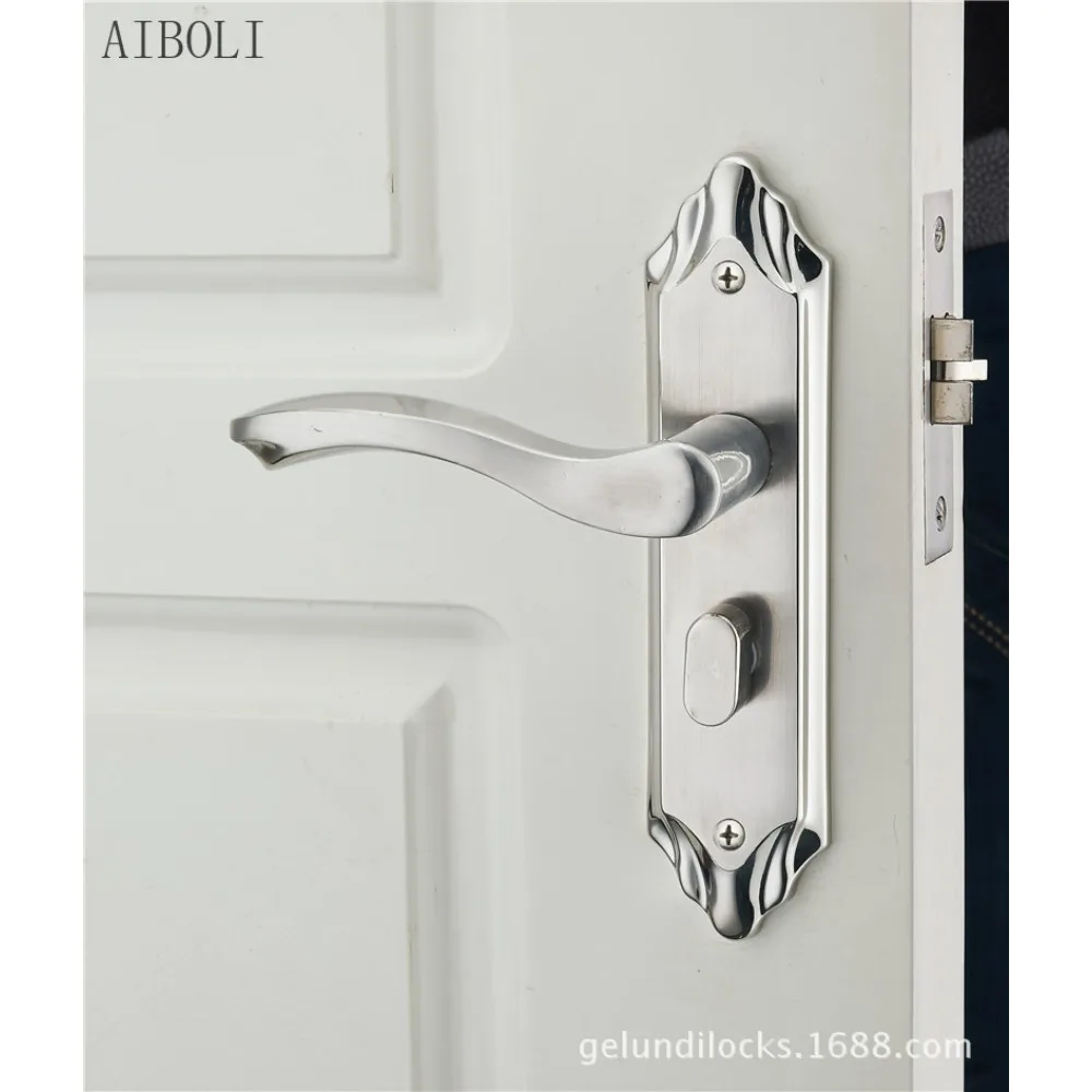 Indoor Door Lock, Silent Mortise Handle Lock, Multi-hole Distance Adjustable 25-70 Single Tongue Door Lock