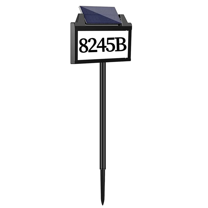 Solar Power Address Sign, House Numbers For Outside Rechargeable LED Illuminated Lighted Address Signs With Outdoor