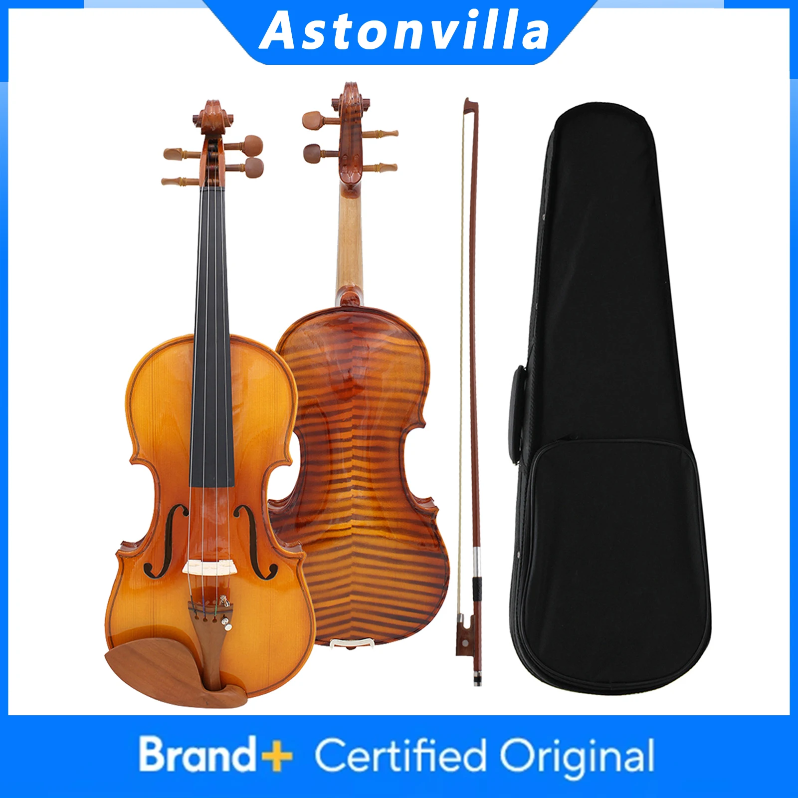 

Astonvilla AV-05 Акустическая скрипка, полноразмерная скрипка с тигровыми полосками, кленовый струнный инструмент с футляром, аксессуары для смычка