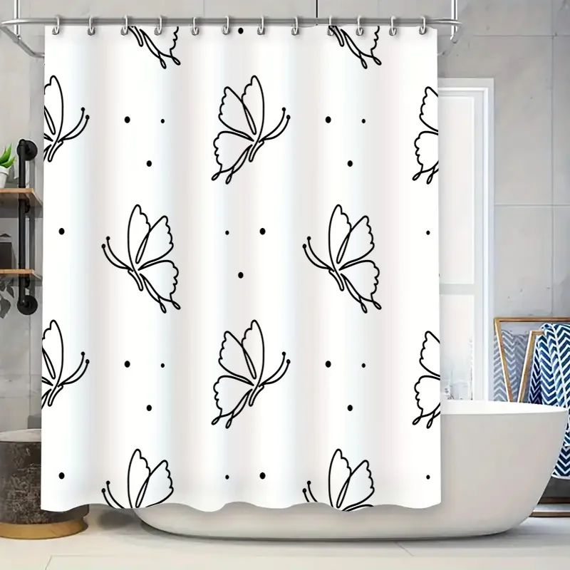 

Модная занавеска для душа с принтом бабочки, декоративный белый, черный, водонепроницаемый коврик для ванной, украшение комнаты, домашний текстильный набор, настраиваемый