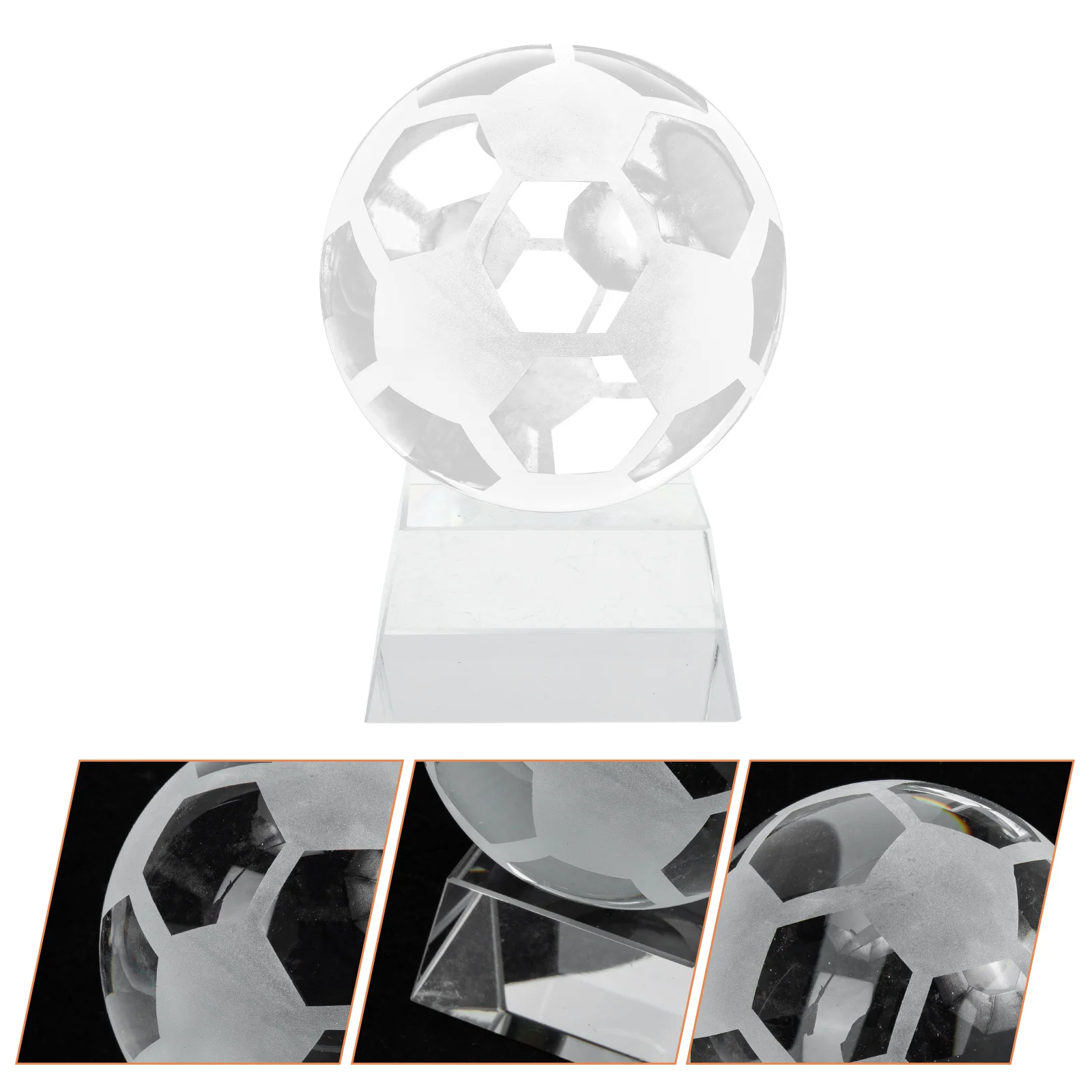 Bolas de ornamento de futebol de cristal peso de papel de futebol transparente para decoração