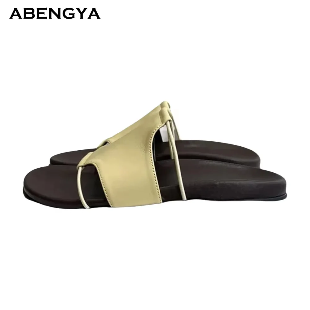 Nuevas zapatillas de cuero de diseñador para mujer, zapatos de vestir tipo mules con punta abierta, zapatos informales de verano para fiesta, vacaciones, caminar, para mujer, media zapatilla