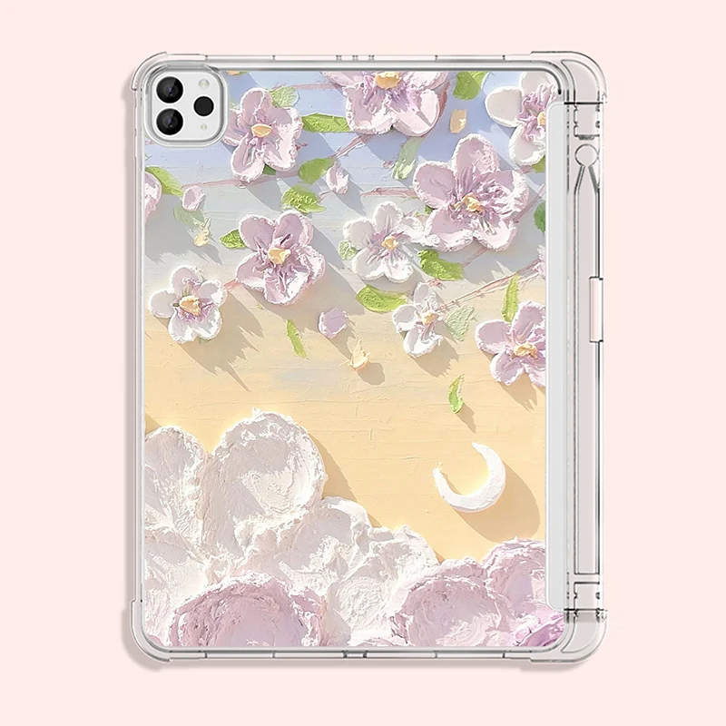 For iPad Case iPad Pro 11 2nd 3rd 4th iPad 12.9 4th 5th 6th Air 4th 5th 10.9 iPad 7th 8th 9th 10.2 Floral Cover with Pen Slot