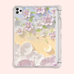For iPad Case iPad Pro 11 2nd 3rd 4th iPad 12.9 4th 5th 6th Air 4th 5th 10.9 iPad 7th 8th 9th 10.2 Floral Cover with Pen Slot