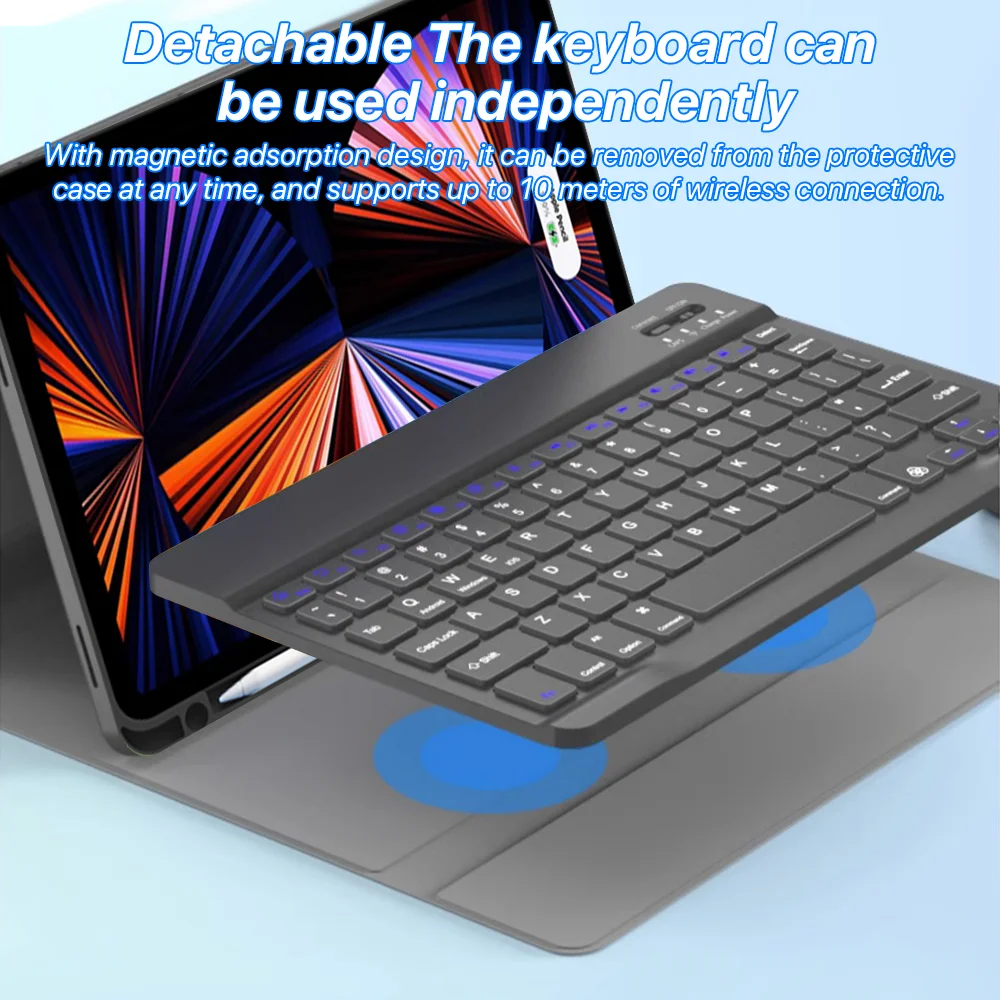 Cover for Samsung Galaxy Tab S6 Lite 10.4 S7 S8 S9 11 S7 FE S8 S9 Plus 12.4 with Backlight Keyboard Mouse Case for Samsung funda