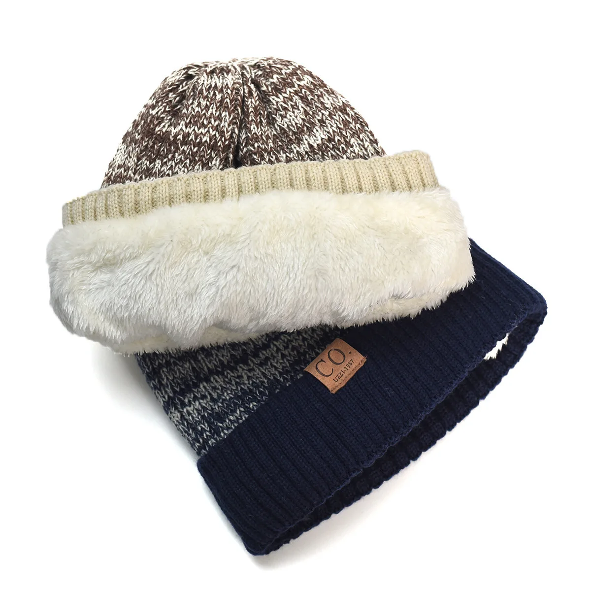 Baotou-gorro de lana de punto con terciopelo grueso, cálido, frío, moda urbana, invierno, nuevo