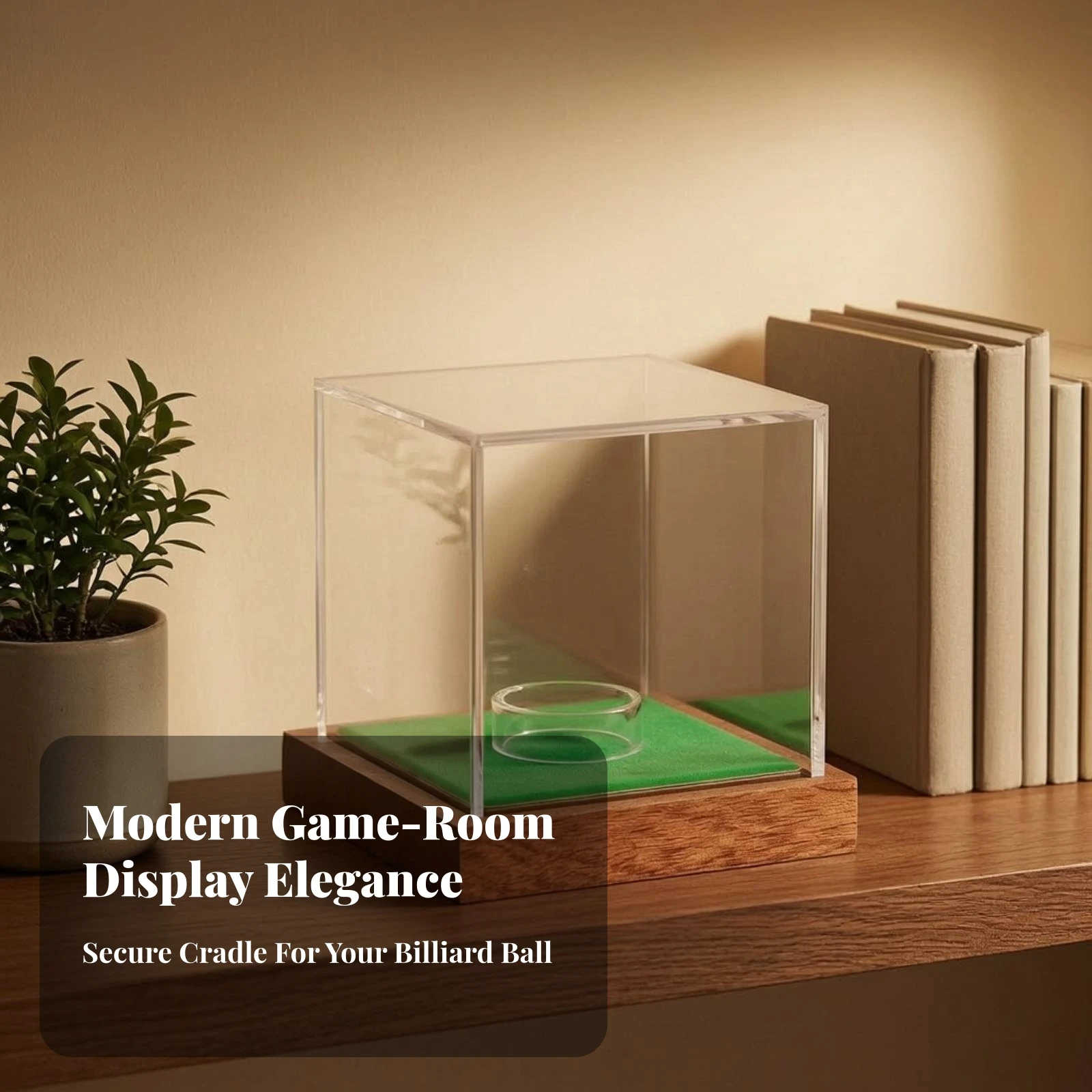 Billiard Ball Display Box with Wooden Base Premium Ball Display Case with Wooden Base Transparent Dustproof for Collectors