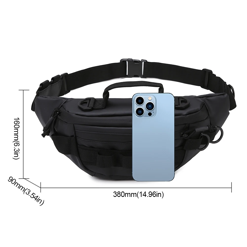 Men Fishing Waist Pack Waterproof Tactical Fanny Pack Multifunctional Zipper Storage Bag Anti-Theft for Outdoor Camping