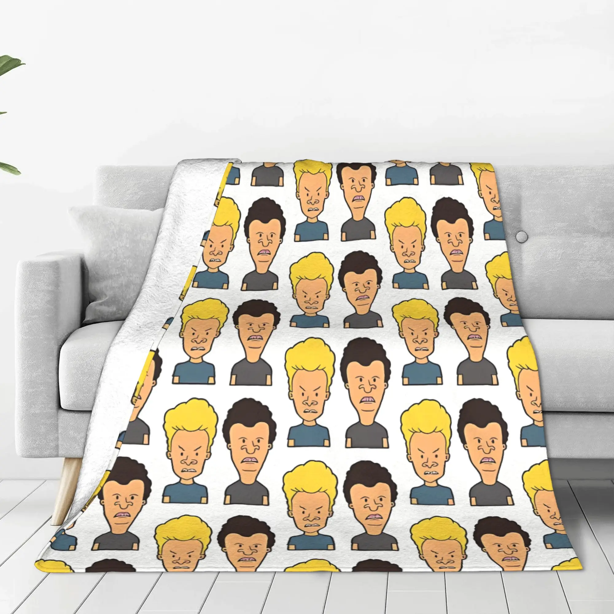 1PC Retro 90s Cartoon Beavis and Butt Head Home Room Decorations Winter Blankets For Adults Bedding Home Interior Sofa Knee