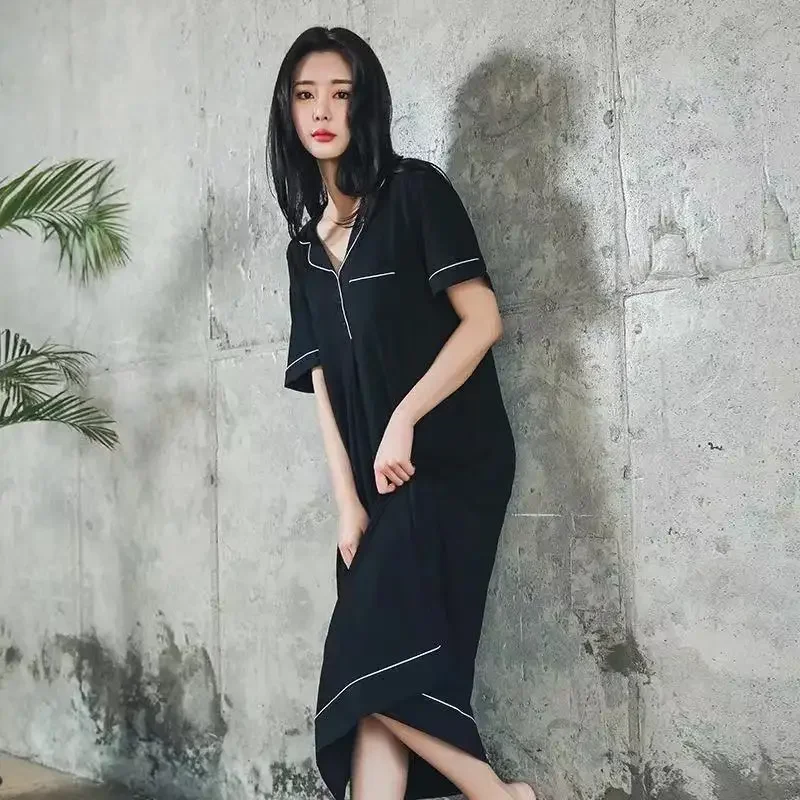 

Nightgowns Women Short Sleeve Maxi Comfortable Loose Korean Style Female Home Wear Leisure Popular High Quality Simple Summer