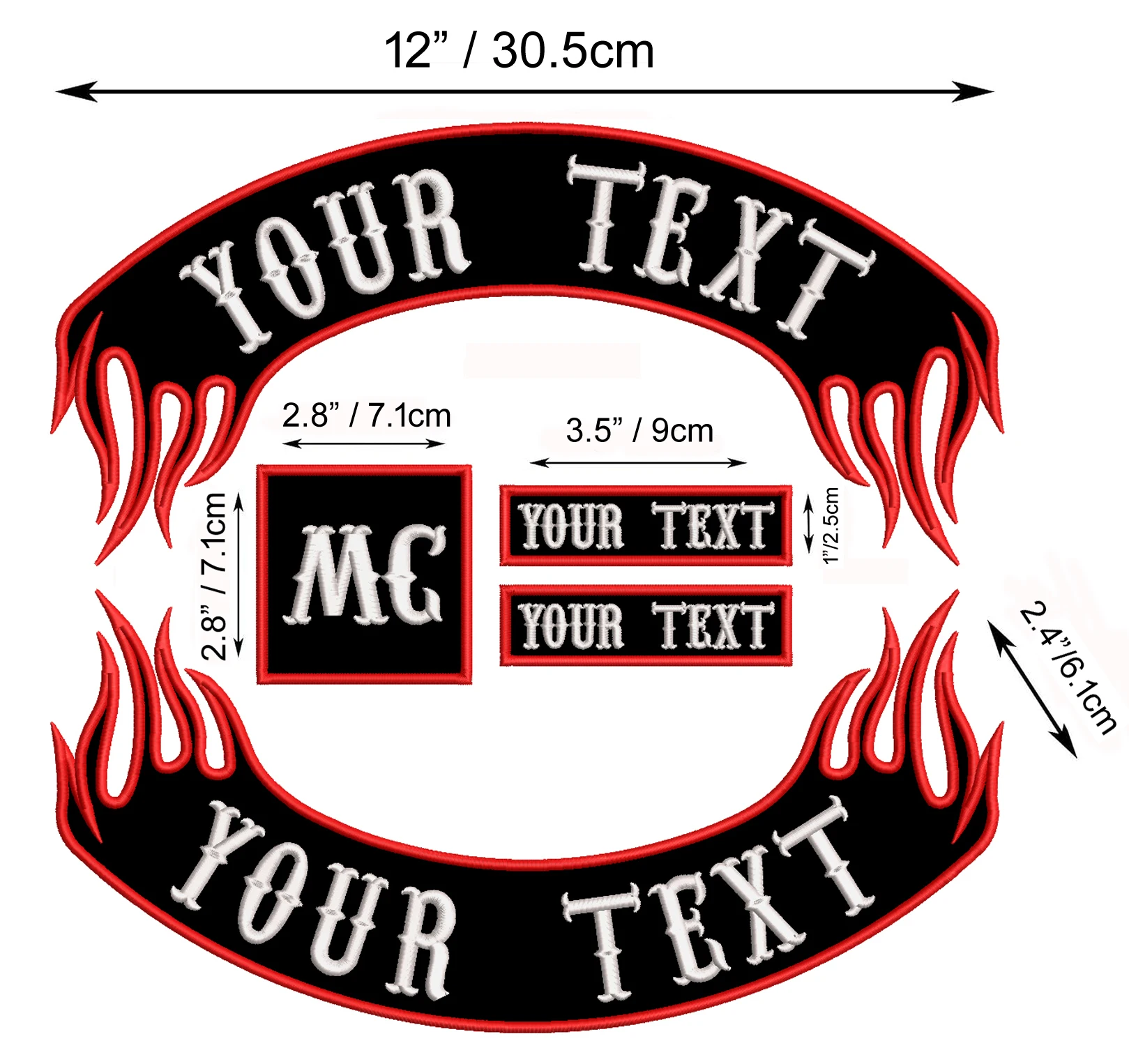 5Pcs Custom Biker Embroider Patches Personalized Rocker Patch Rider Motorcycle Patches Back Name Patch for Vest Jacket Multiple