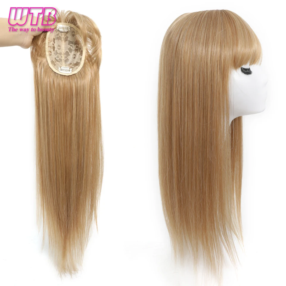 Synthetic Topper Clip In Hair Extensions with Bangs for Women Increase The Amount Of Hair On The Top Of The Head Cover The White