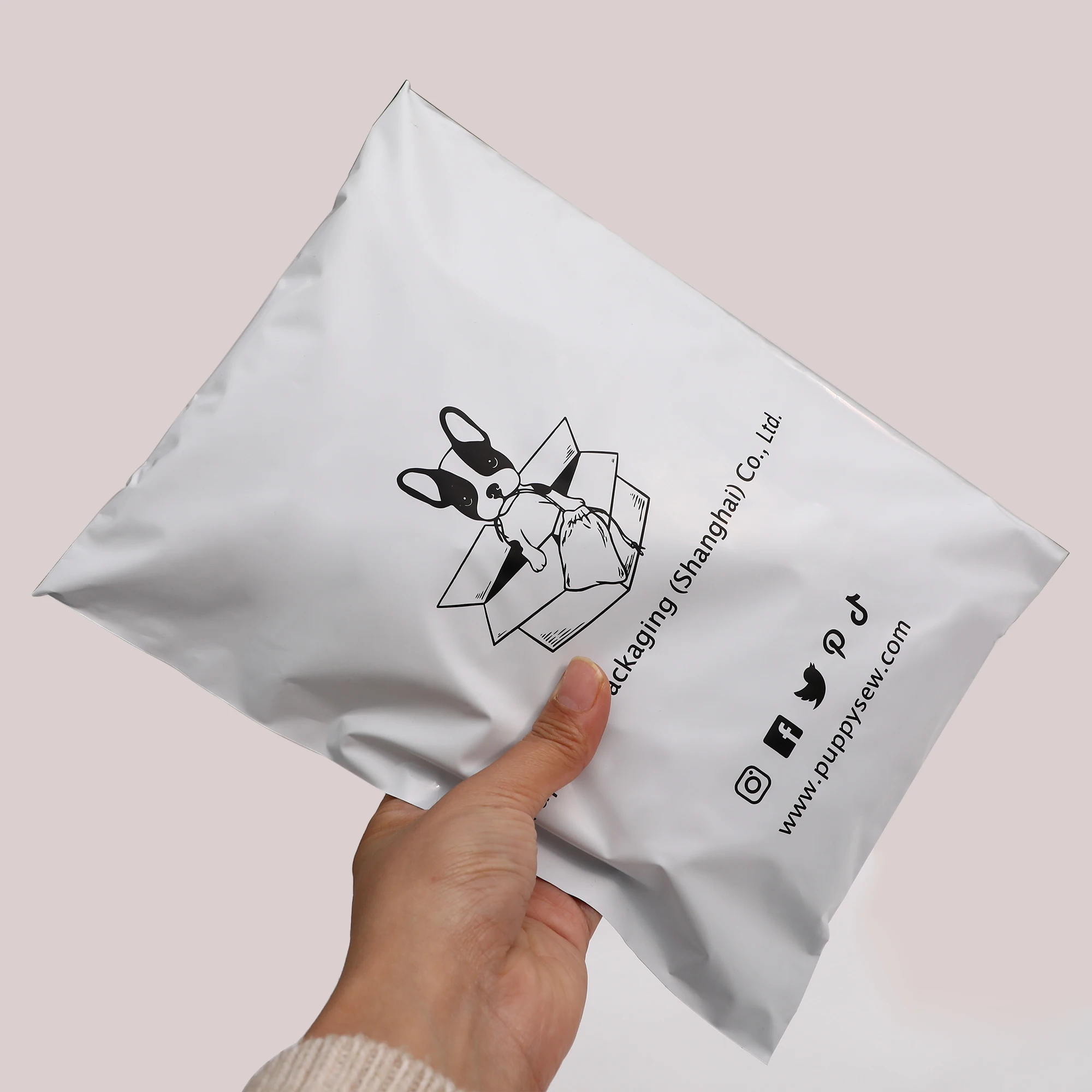 

50-500 Custom white poly mailers bag, custom shipping bag with one color logo, custom high quality white postage bag