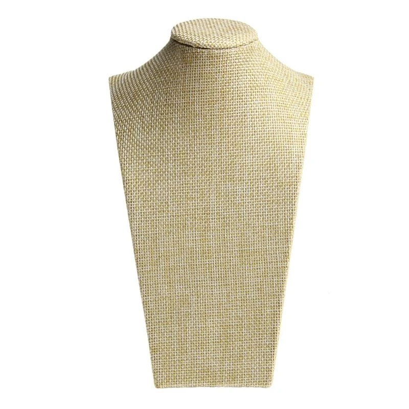 

E21F Women's Model Neck Model Linen Jewelry Display Stand Bracket Necklace Chest Holder Rack for Home Jewelry Organization