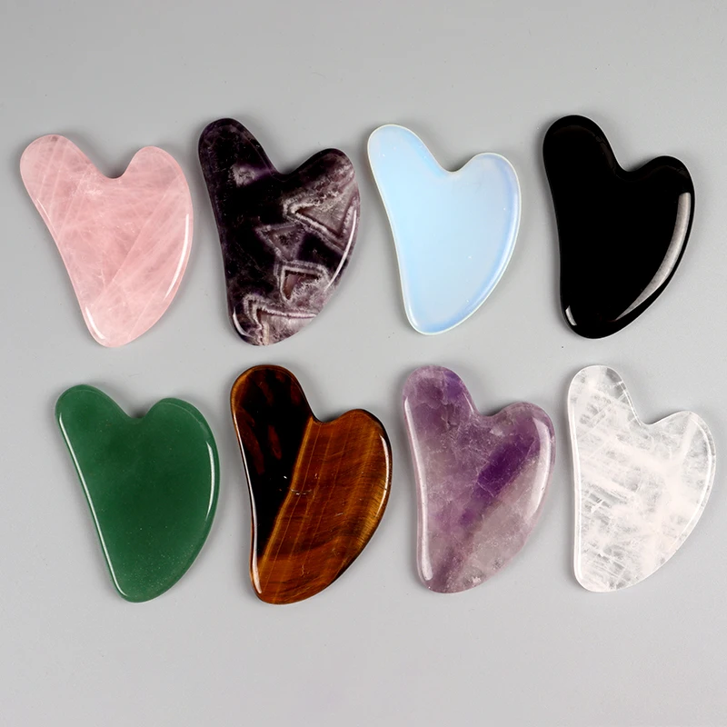 Heart Guasha Stone Face Rose Quartz Jade Massage Tool Chin Nose Lifting Firming Scraping Board Massage Facial Health Care Skin