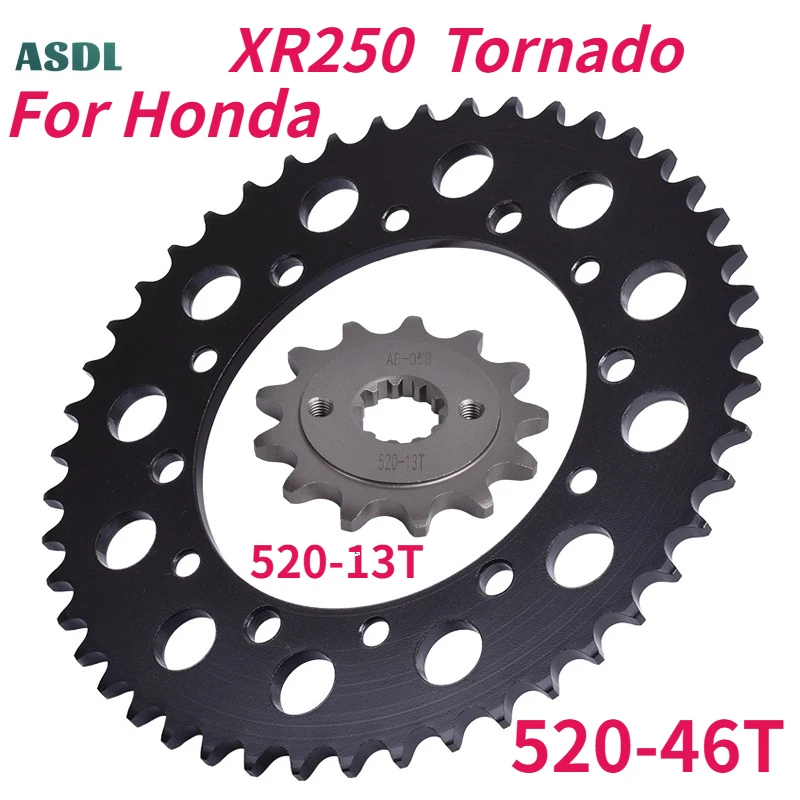 

520 Chain 46T 13T for Honda XR250 XR 250 Tornado Motorcycle Front Rear Sprocket Carburized Steel Gear Wheel