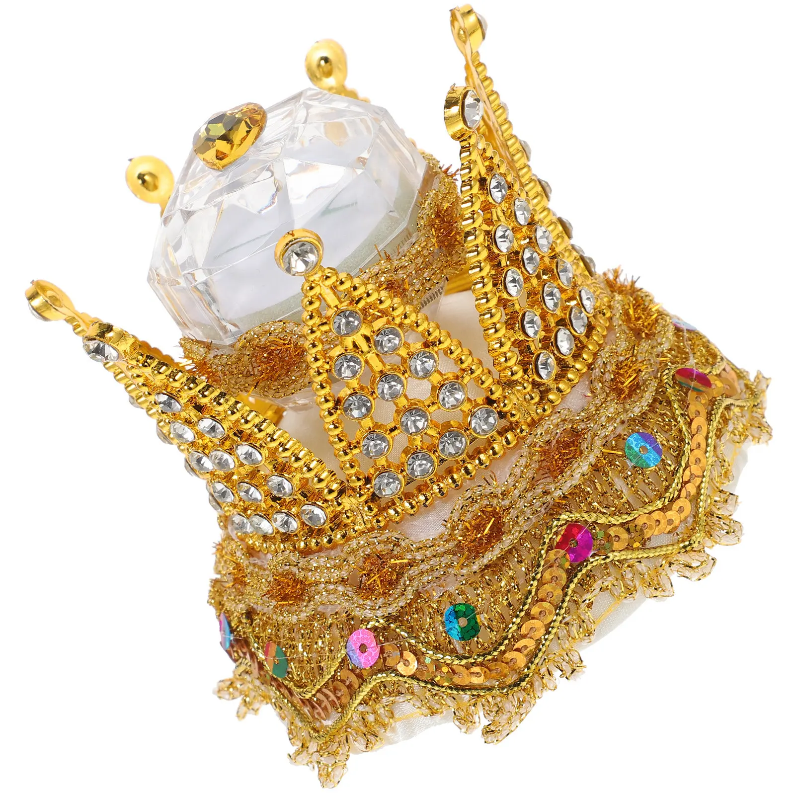 

Vintage Crown Shaped Ring Box Shiny Rhinestone Inlaid Engagement Ring Box Wedding Proposal Jewelry Display Holder