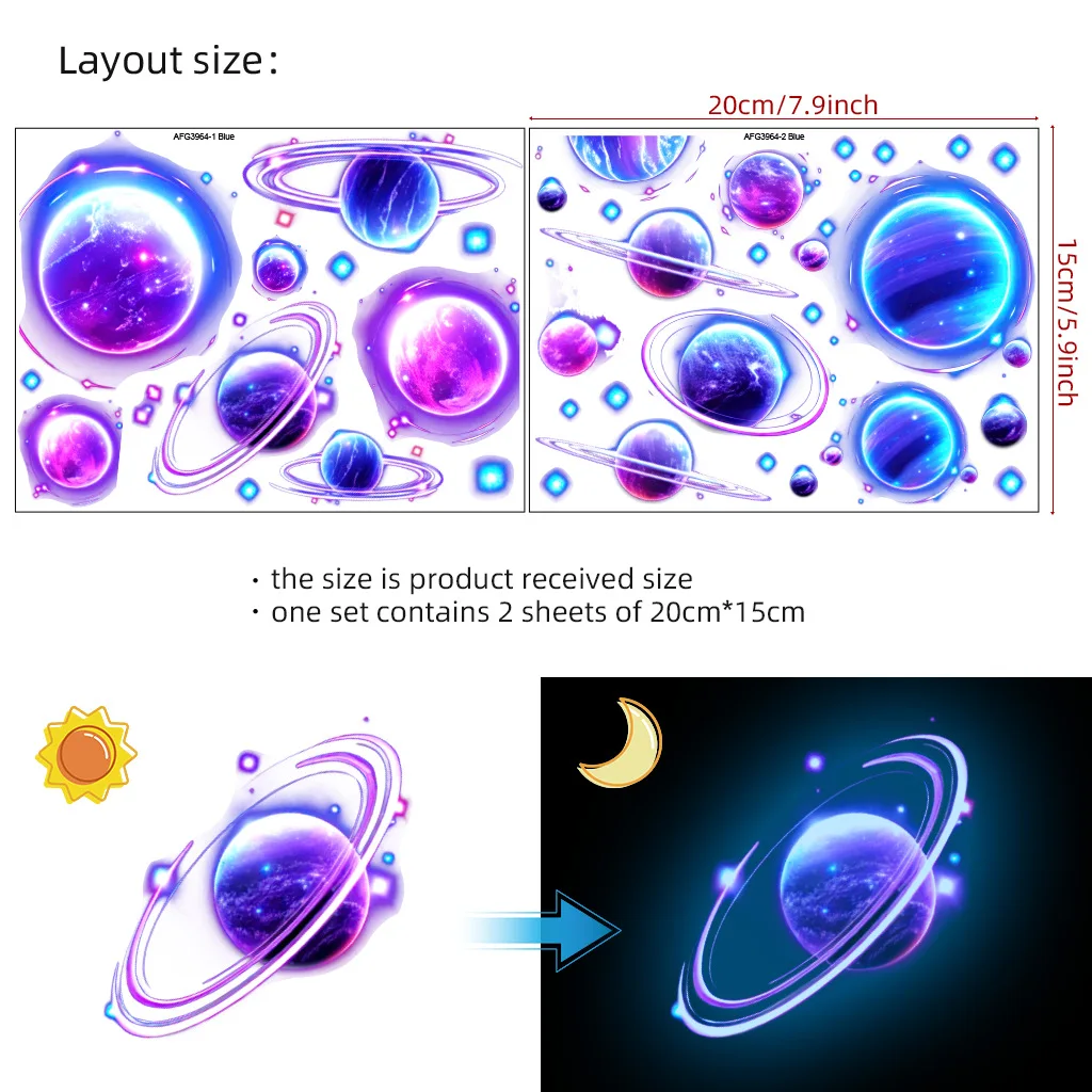 Space Luminous Sticker For Children's Room Decals Kids Bedroom Glow In The Dark Decorative Stickers Waterproof Self-adhesive
