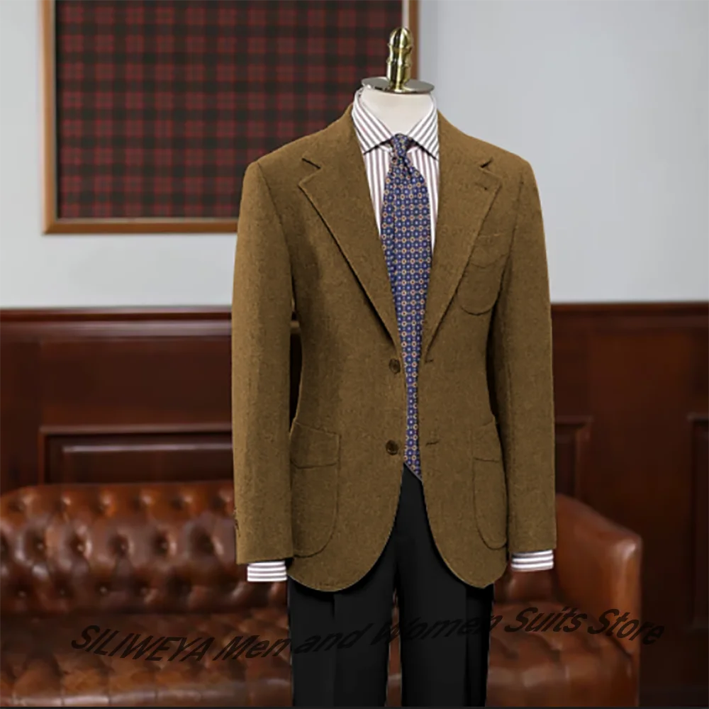Herringbone Men's Suits Tweed Single Breasted Notch Lapel Blazer Timeless Business 2Piece Set Smart Formal Party Attire