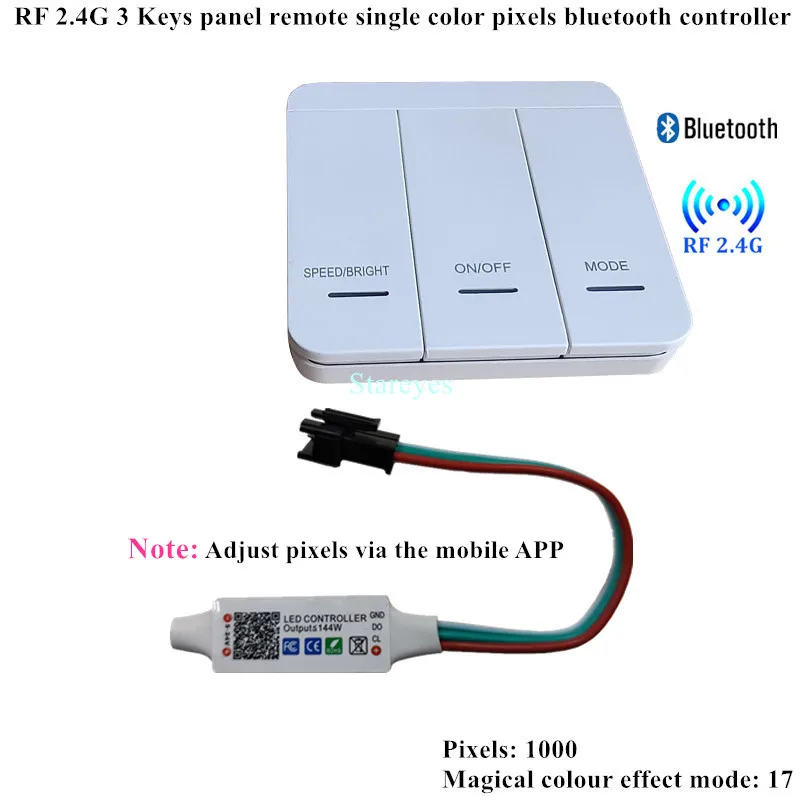 RF Bluetooth SPI Panel Pixel Remote Controller for WS2811 Warm White Running Water Single color with Digtal IC LED Strip Light
