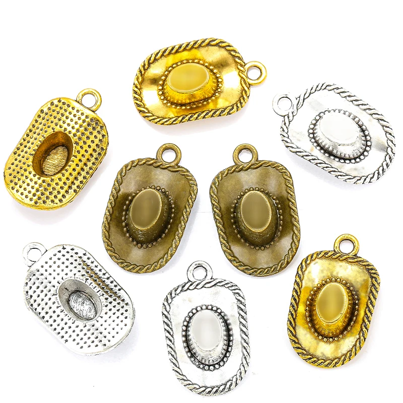 3 color 10 pcs Metal hat Charms Pendants For Jewelry Making Diy Necklace earring Handmade Jewelry making 22*13mm N117