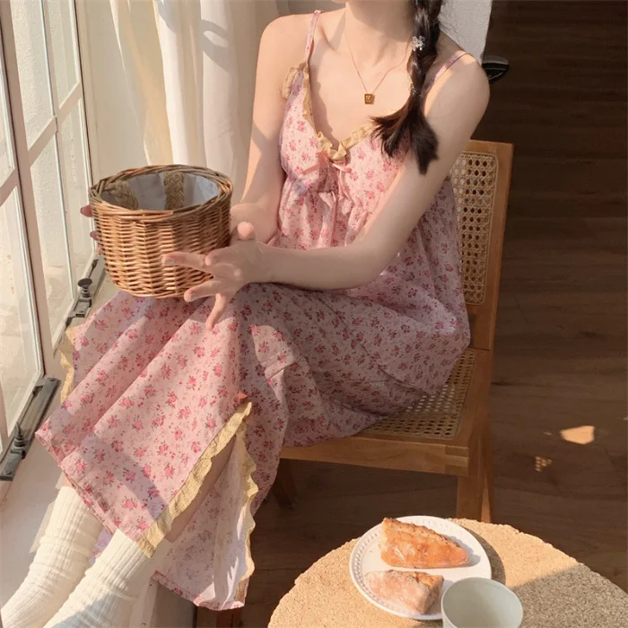 Damen Spitzen-Sling-Pyjama-Sets Frühling Sommer Geeignet für Damen Camisole Lange Hosen Loungewear Süßes Mädchen Niedlicher Cartoon-Pyjama 2-teilig