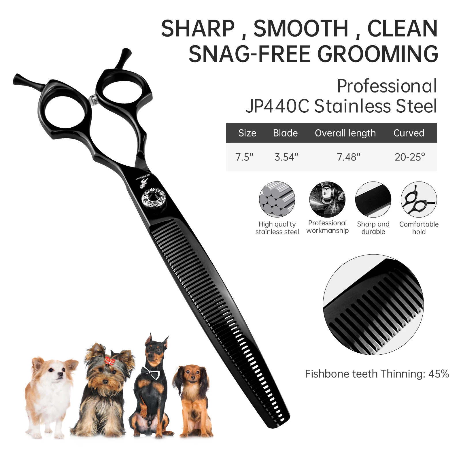 Dog Grooming Scissors Professional Japan 440C 7.5\