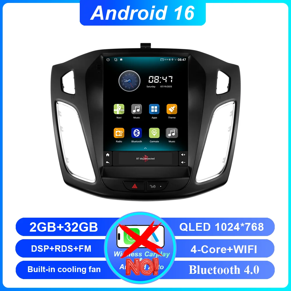 Android 16 Autoradio Stereo Voor Ford Focus MK3 2011-2019 Auto GPS Navigatie Multimedia Speler GEEN 2Din DVD 4G Draadloze Carplay