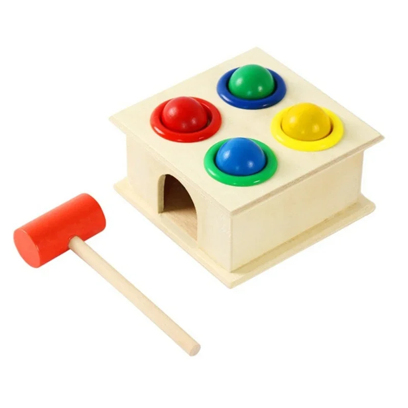 

Wooden Hammering Ball Box Children Fun Playing Hamster Game Early Learning Educational Toys for 1 Year Old Boys Girls