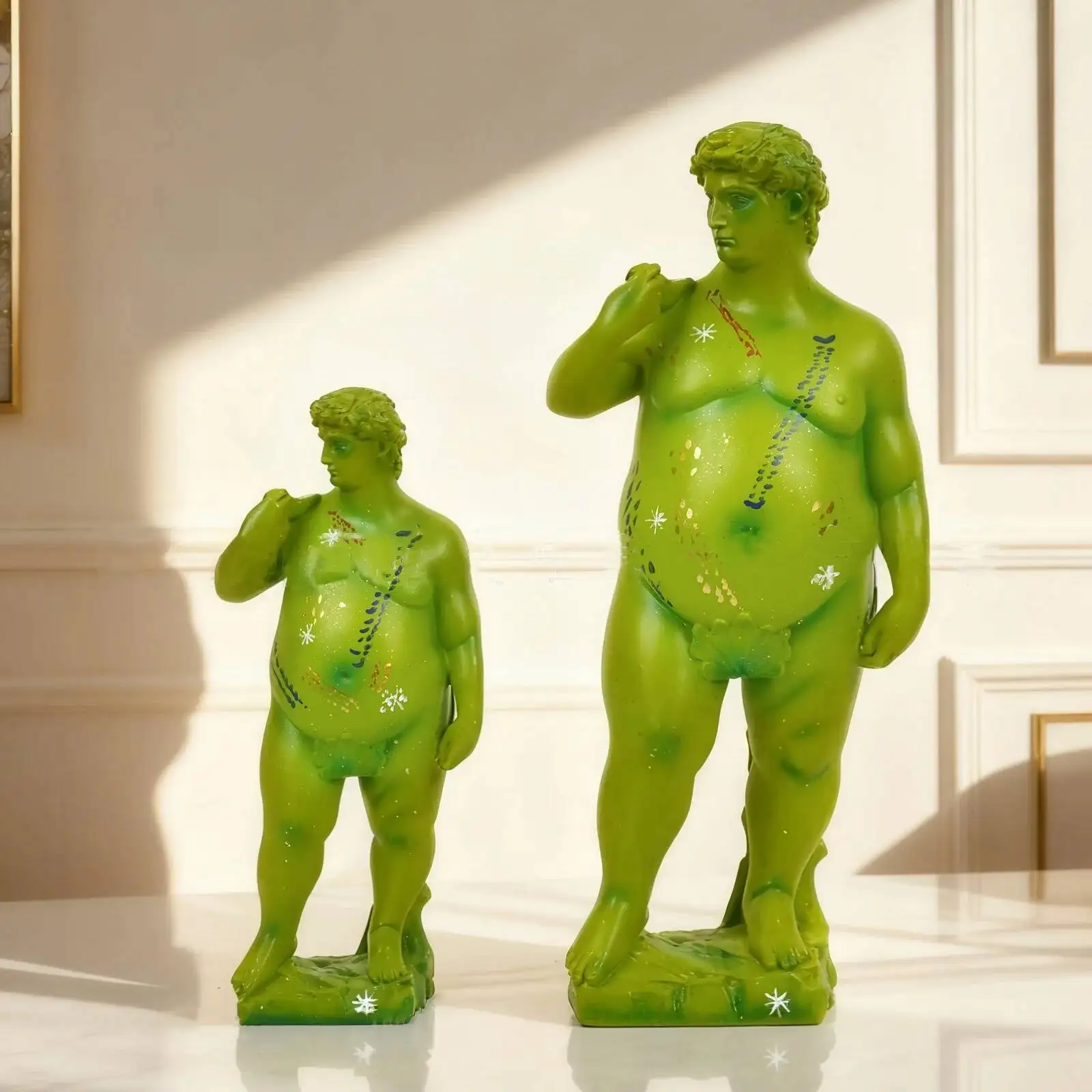 Colored David Abstract Figure Sculpture Nude Sculpture Ice Cream David Resin Handicraft Decorative Figurines Home Decoration
