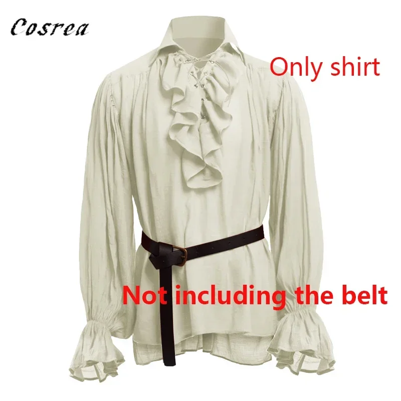 

EE01 Модная средневековая рубашка в стиле Ренессанс, бандажная мужская рубашка, винтажный костюм, пушистая рубашка с длинными рукавами и рюшами, мужская BloIo0!