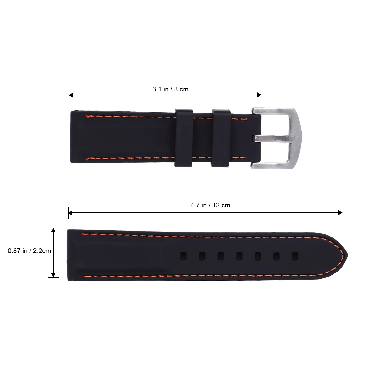 

22mm Black with Orange String Waterproof Silicone Watch Band Top-Class Clasp for Long-Lasting Comfort 22mm Watch Strap