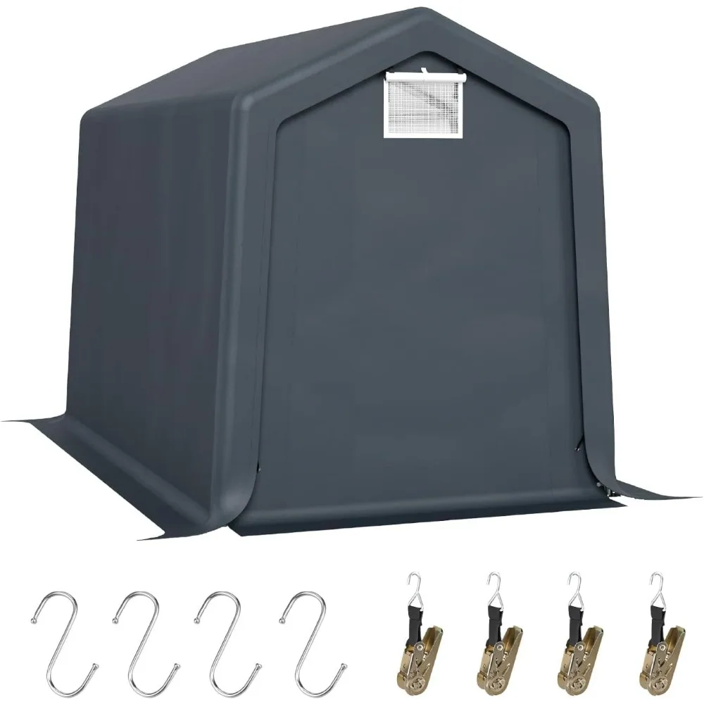 

Storage Shelter Shed, 6x10 ft Portable Shed Outdoor Carport with Roll-up Zipper Door & Vents, Outdoor Storage Shed Portable Gar