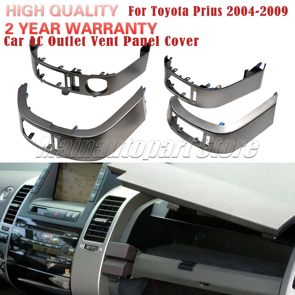4pcs LHD For Toyota Prius 2004-09 Air Conditioner Outlet Panel Cover Chrome 4554747020 4554747021 Dashboard Air Vents Trim Frame