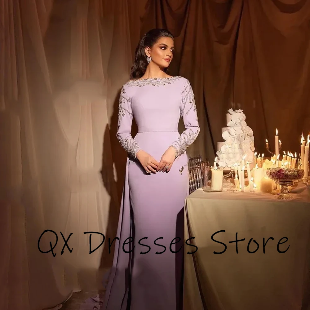 Customized Yipeisha Elegant High Quality Formal Evening Dresses Beading Crystal Backless Long Sleeves Removable Train Party Gown