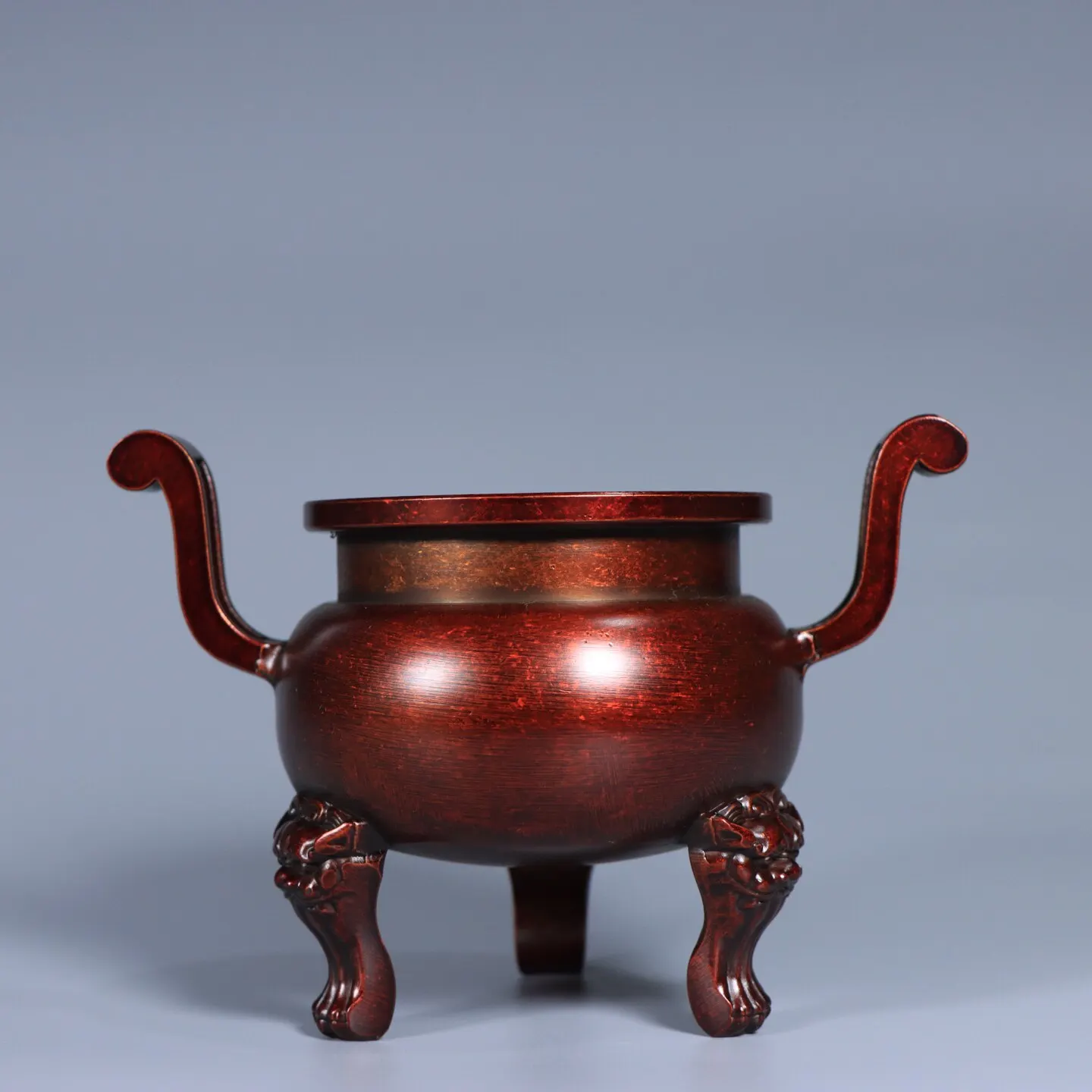Vintage Pure Copper Incense Burner Three Legs Beast Feet Official Hat Ears Sandalwood Incense Home Decor