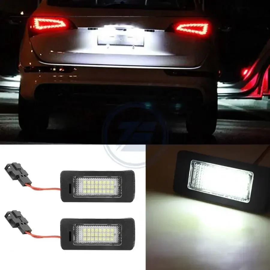 1 Pair Auto LED License Plate Light Lamp Replacement Fits for Audi A1 A4 A5 A6 A7 4G0943021 8T0943021 Car Accessories