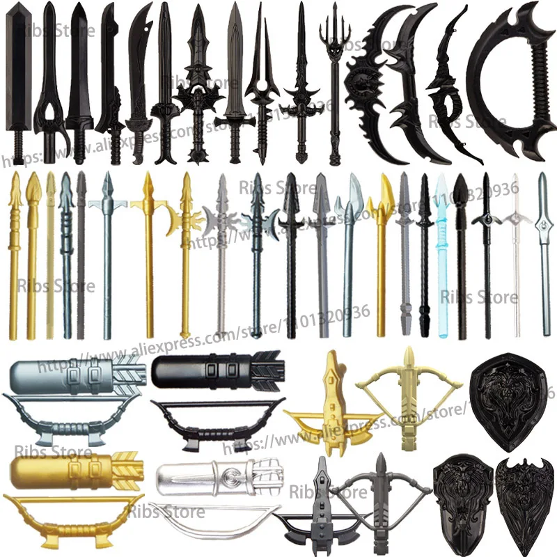 

Medieval Weapon Building Block Soldier Figures Accessories Bow Arrow Sword Spear Ax Military Armor Shield MOC Bricks Toys C397