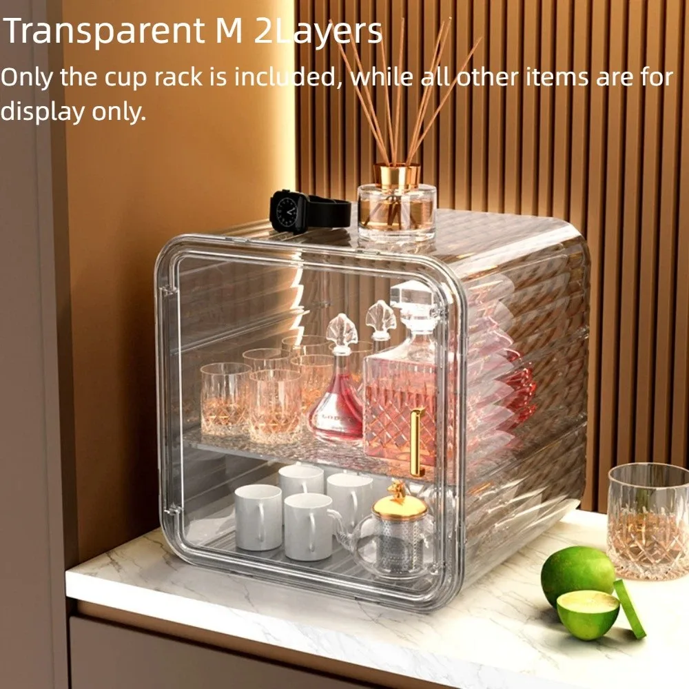 

Transparent Dustproof Skin Care Cabinet Multi functional Multi Layer Kitchen Cupboard Magnetic Dish Rack Tea Set Storage Box