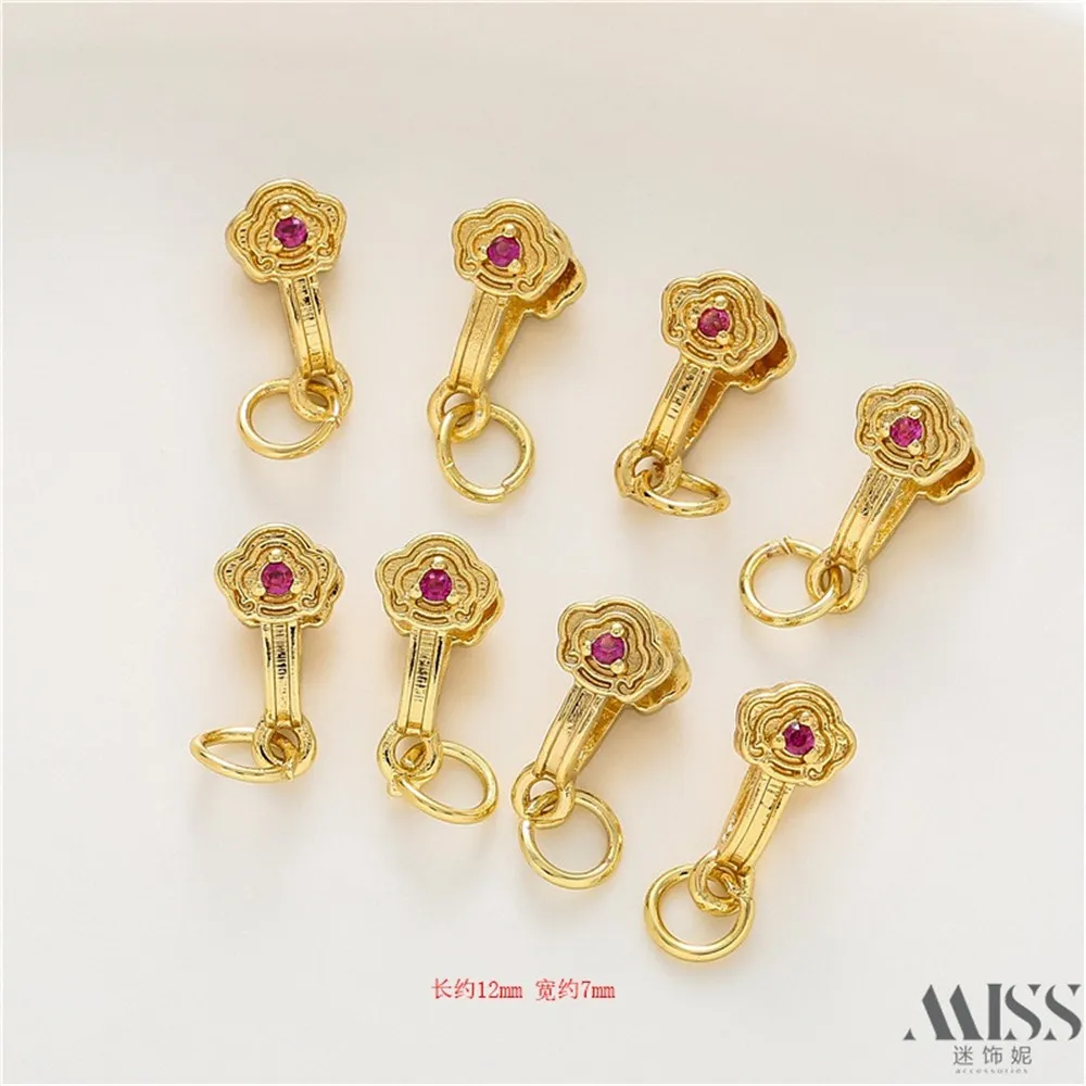 Matte Gold, Mary Red, Zircon, Ruyi Clip, Fish Tail Claw Buckle, DIY Dumb Gold Handmade Pendant, Hanging Accessories