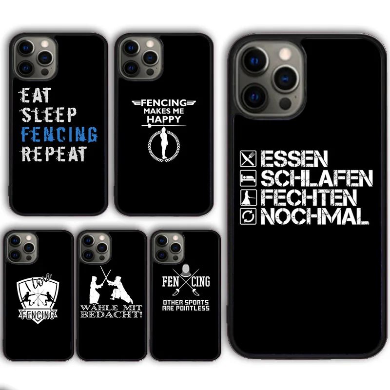 Eat Sleep Fencing heartbeat Phone Case for iPhone 16 15 SE2020 13 14 11 12 Mini Pro Max 6 7 8 Plus  coque fundas Shell