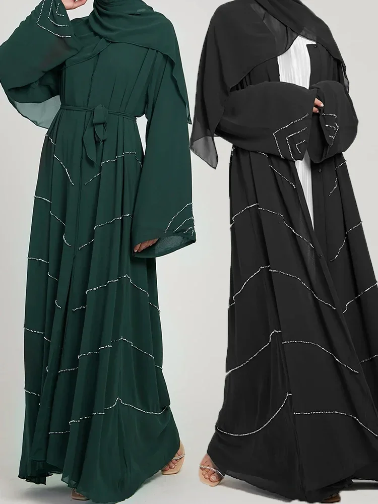 New Muslim Women Abaya Morocco Party Dress Abayas Elegant Prayer Diamond Long Sleeve Robe Dresses Ramadan Musulman Maxi Vestidos