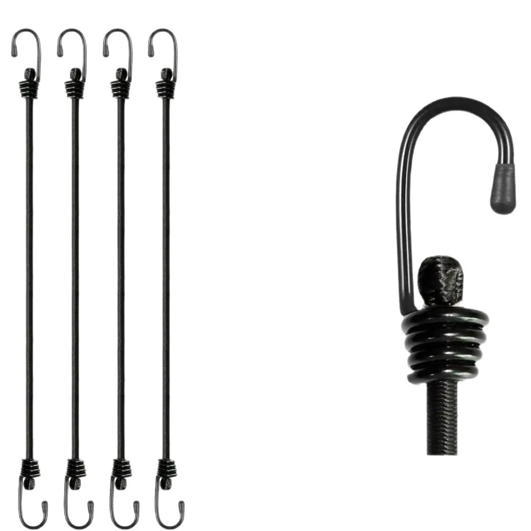 4Pcs Bungee Cords with Hooks Includes 45cm 60cm 75cm 90cm Outdoor Elastic Bungee Straps for Securing Tarps Luggage Tents XXL