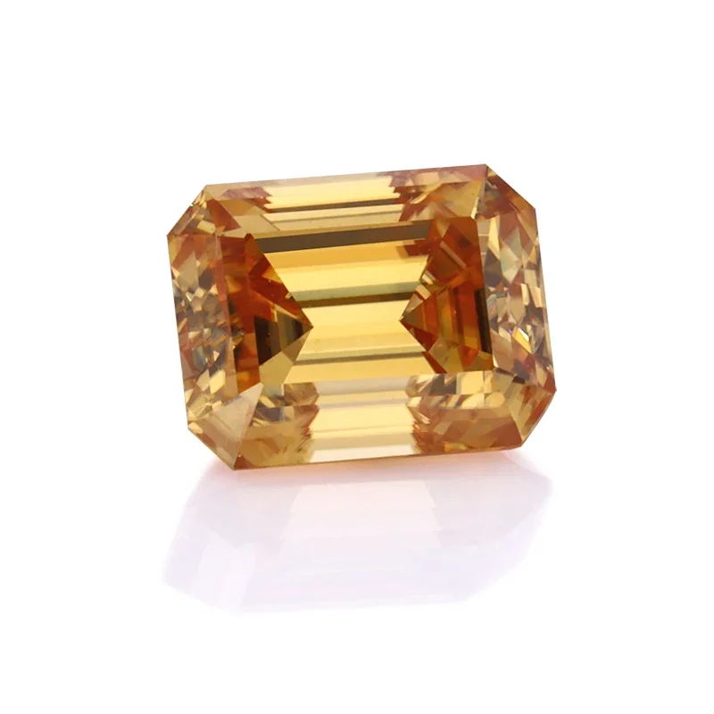 Moissanite Gemstones Emerald Cut 1-8 Carats Champagne Color  Loose Moissanites Diamonds  for Jewelry Ring Pendant Making