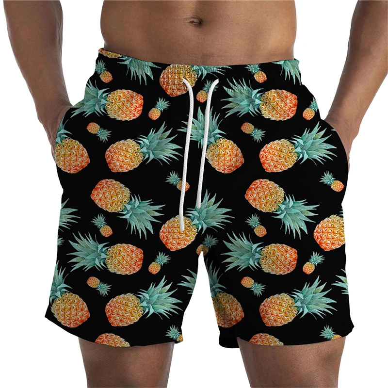 

2024 Hawaii Vacation Beach Shorts For Men Casual Short Pants 3D Printed Pineapple Bandage Board Shorts Pant Swimsuit Swim Trunks