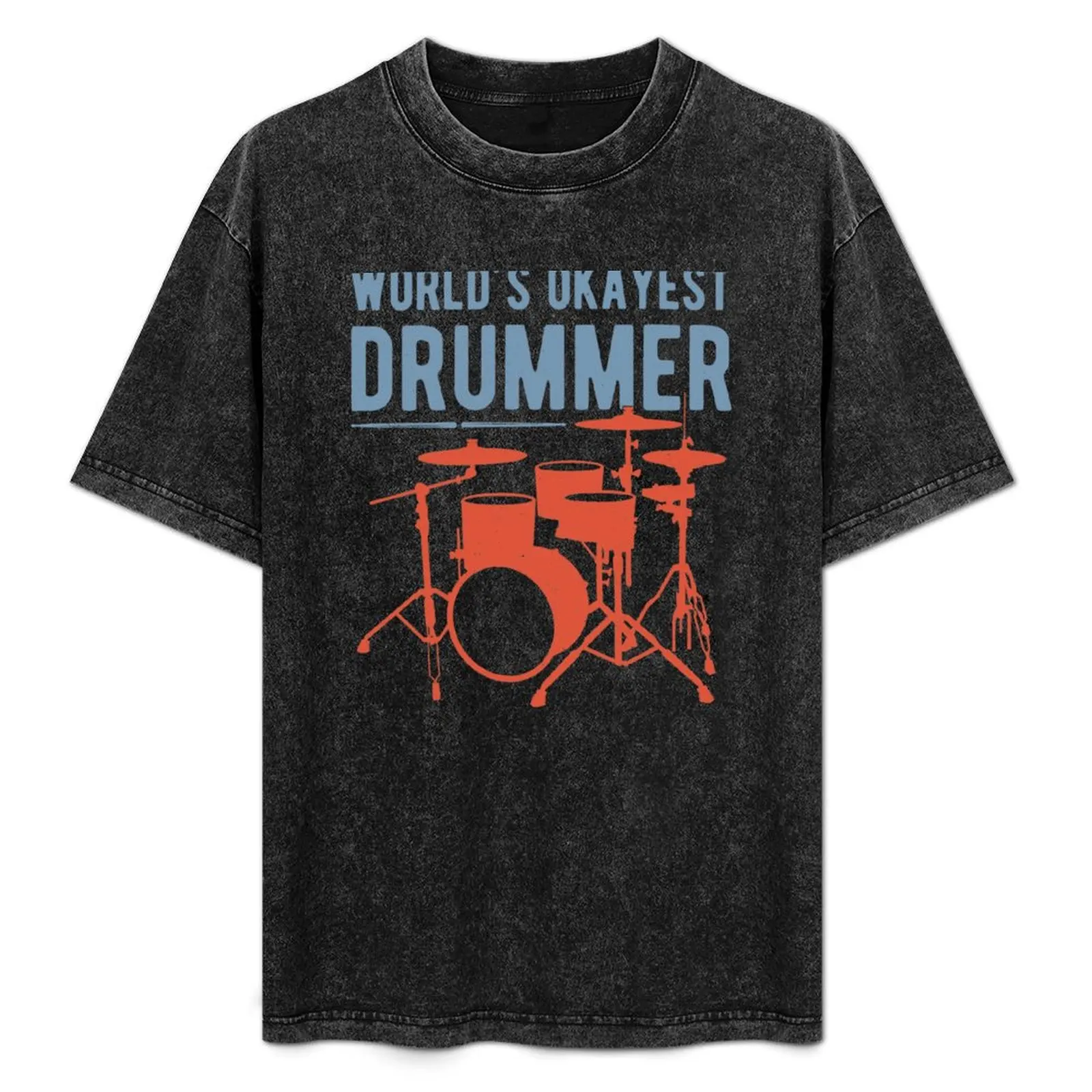 

Worlds Okayest Drummer Funny Drummer Drumming T-Shirt Classic Crew Neck Cotton T-Shirt