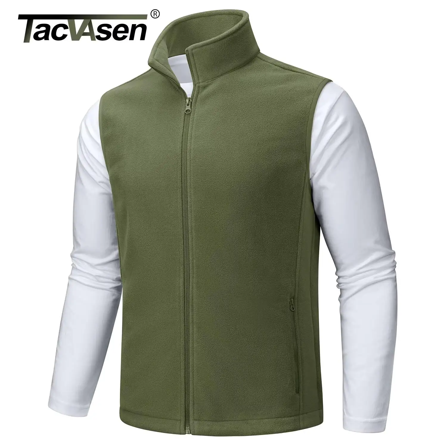 TACVASEN Gilet in pile Giacche da uomo Colletto alla coreana Giacca senza maniche Primavera Autunno Gilet casual Pesca Escursionismo Gilet da esterno Maschile